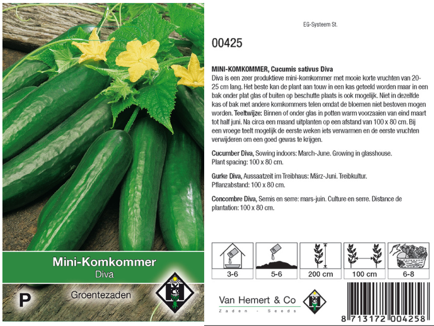 Cucumis sativus 'Diva' Mini-komkommer
