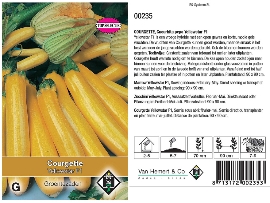 Cucurbita pepo 'Yellowstar F1' Gele courgette