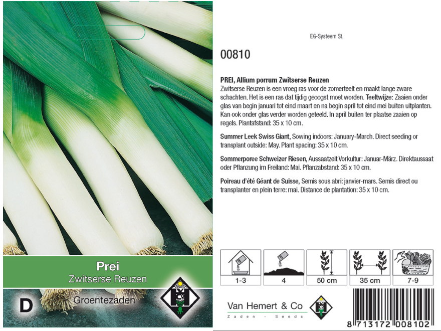 Allium porrum 'Zwitserse Reuzen' Zwitserse Reuzenprei