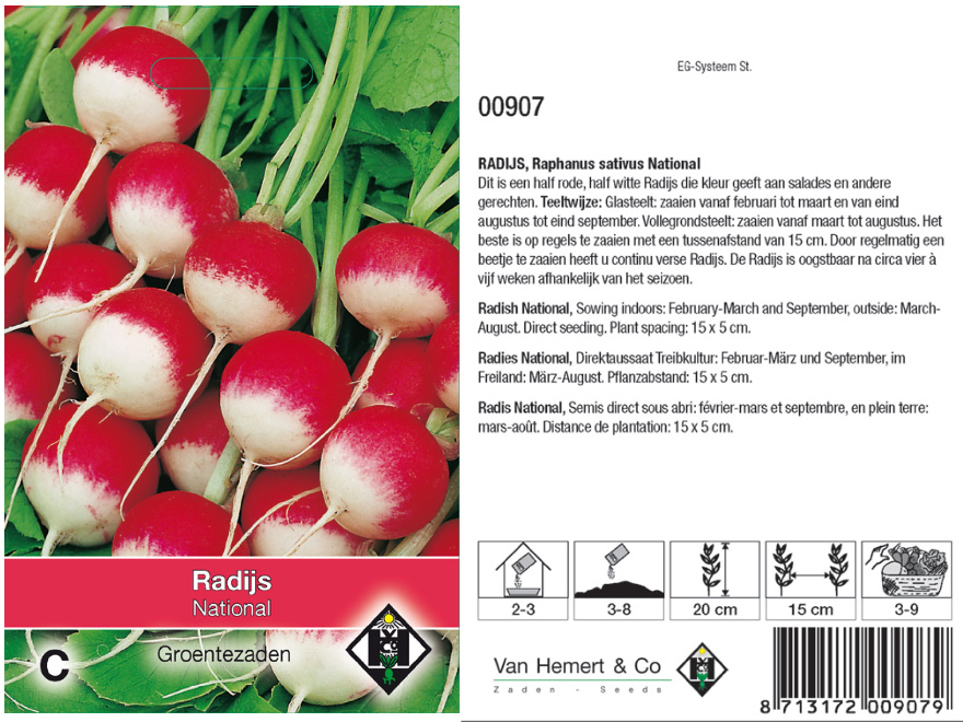 Raphanus sativus 'National' Rood-witte Radijs
