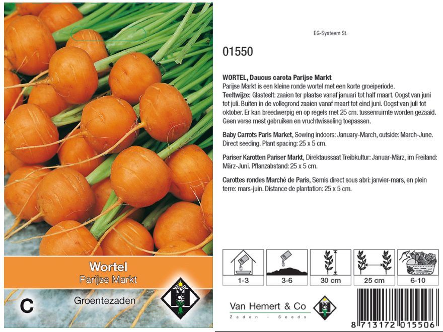 Daucus carota 'Parijse Markt' Ronde wortel 