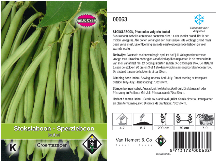 Phaseolus vulgaris 'Isabel' Stokslaboon - Sperzieboon