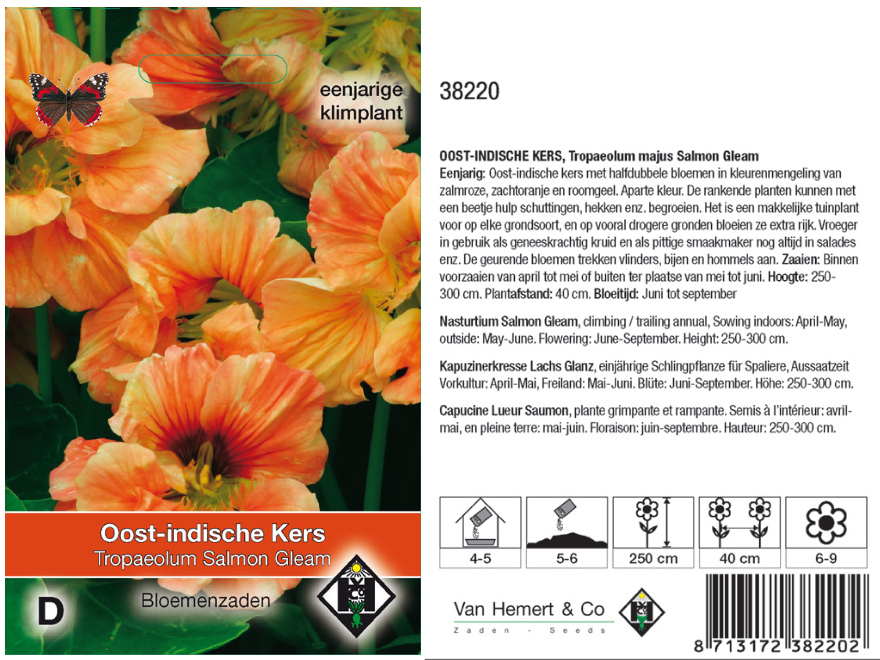 Tropaeolum majus 'Salmon Gleam' Oost-Indische Kers